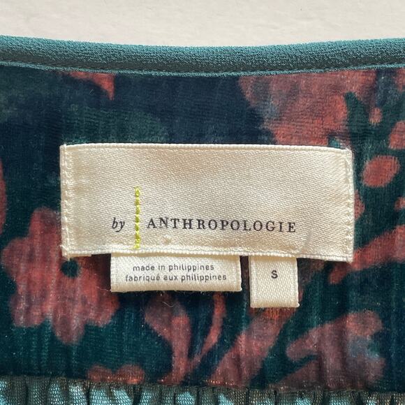 Anthropologie Faustine Velvet Peasant Top Womens Size Small Floral Oversized - Picture 8 of 12